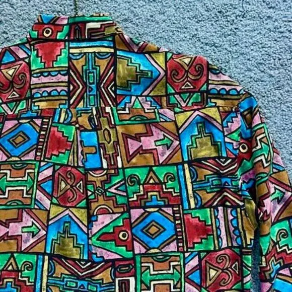 Vintage Timney Fowler for Go Silk Button-Up Colorful Shirt Mens S- Excel. Cond. - Picture 9 of 11